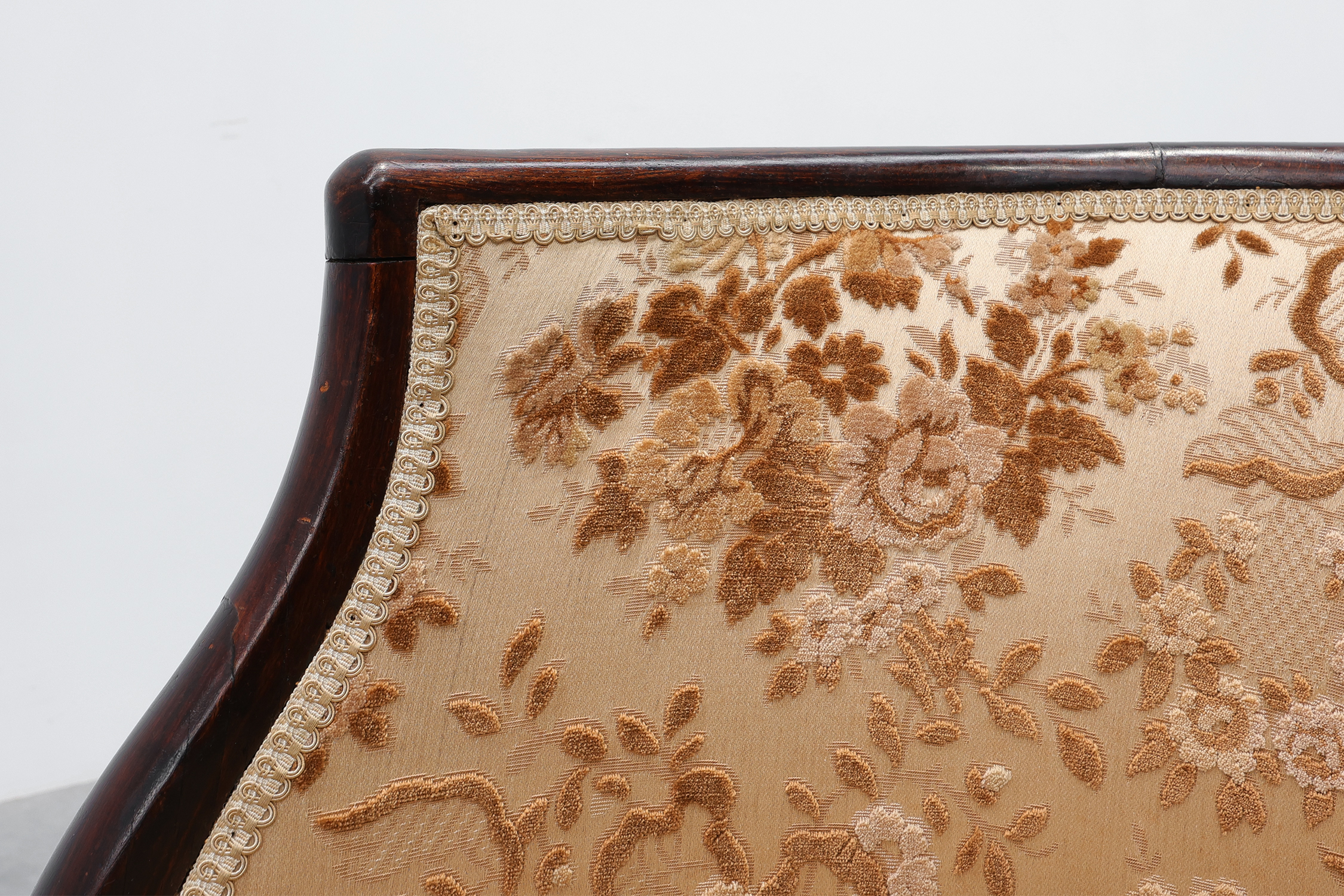 Pair of Ebonised Tub Armchairs with Floral Upholstery, France, Circa 1900thumbnail
